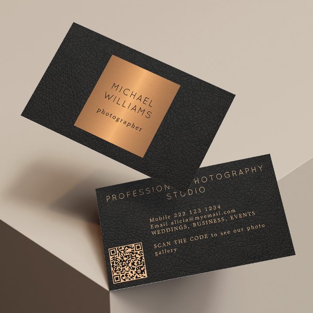 Carte De Visite QR CODE moderne or noir luxe professionnel (Créateur téléchargé)