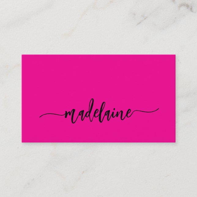 Carte De Visite QR Code moderne rose noir élégant (Devant)
