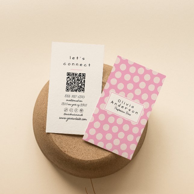 Carte De Visite QR Code Moderne rose Quirky Unique Fille tendance (Créateur téléchargé)