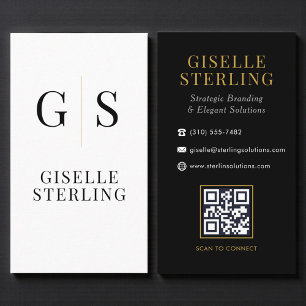 Carte de visite QR Code Monogramme Moderne