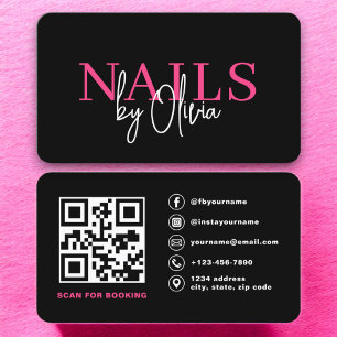 Carte De Visite QR Code Nail Spécialiste Artiste Typographie moder