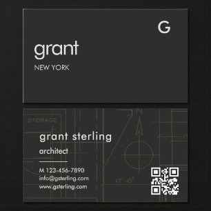Carte de visite QR Code noir Architecture