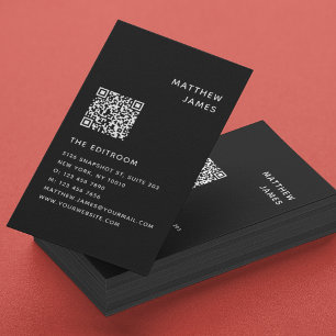 Carte de visite QR Code Noir Blanc Minimaliste Pro