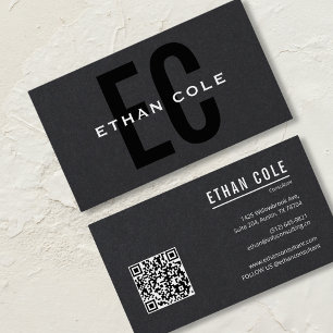 Carte De Visite QR Code Noir Moderne professionnel