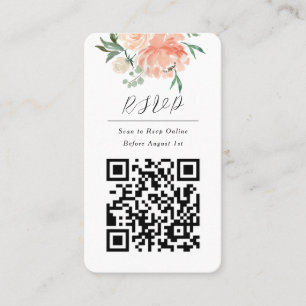 Carte De Visite QR Code Online Photo Floral Rsvp Response Card