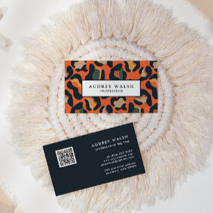 Carte De Visite QR CODE Peau animale Léopard tache de terre couleu