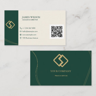 Carte de visite QR Code personnalisée Logo Or Crèm
