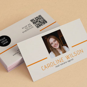 Carte De Visite QR CODE photo de logo professionnel moderne minima