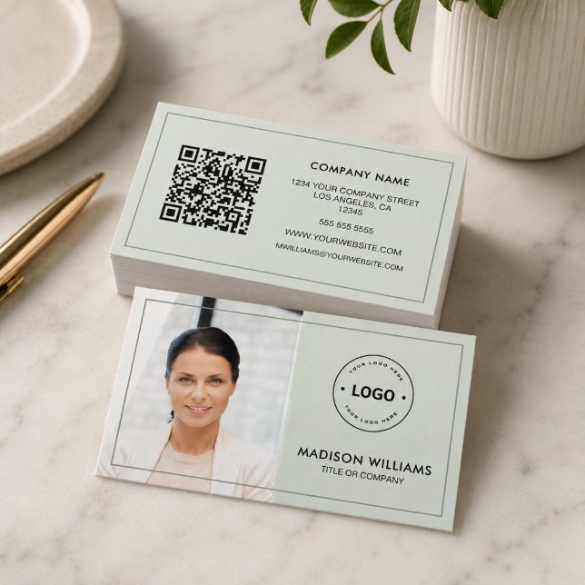 Carte de visite QR Code photo personnalisée (Custom Photo QR Code Business Card)