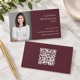 Carte De Visite QR Code Photo Professionnel Minimaliste de Base Bo