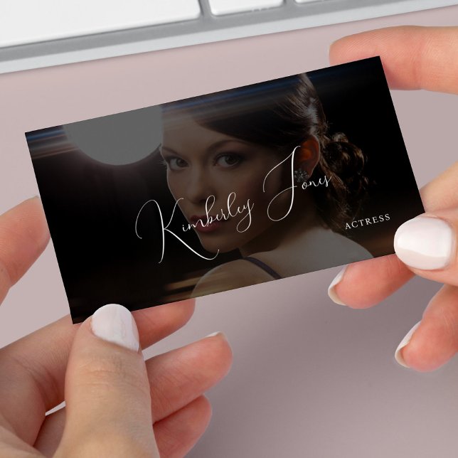 Carte De Visite QR code photo simple moderne noir (Créateur téléchargé)