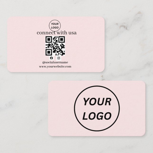 Carte de visite QR Code pour les médias sociaux av (Devant / Derrière)