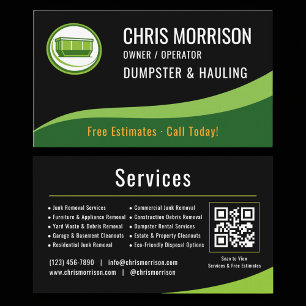 Carte de visite QR Code pour location de bennes et