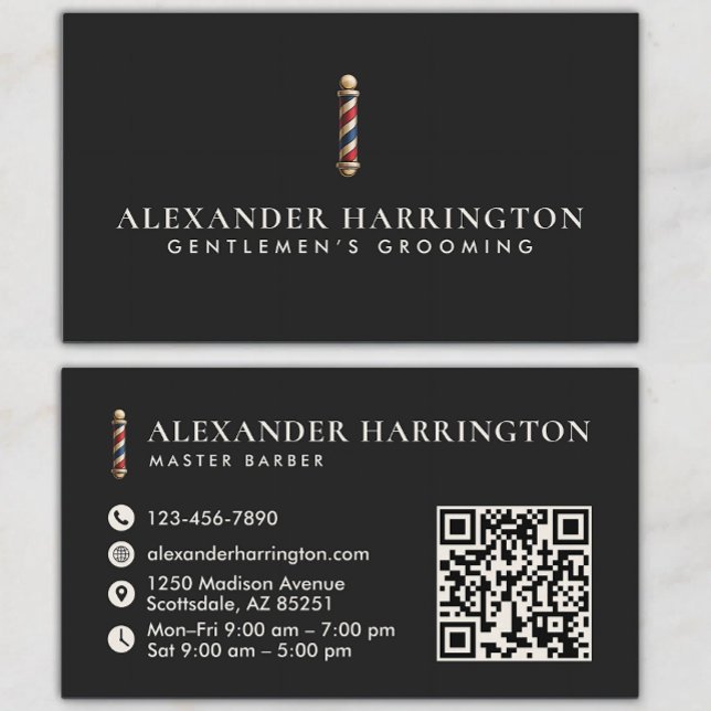 Carte de visite QR Code pour Maître Barbier en Ivo (Créateur téléchargé)