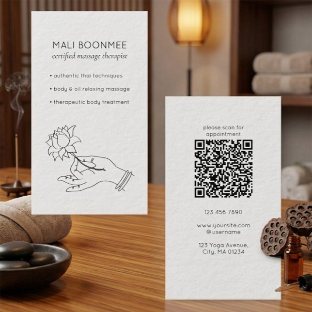 Carte de visite QR Code pour Massage Thaï Minimali (Créateur téléchargé)