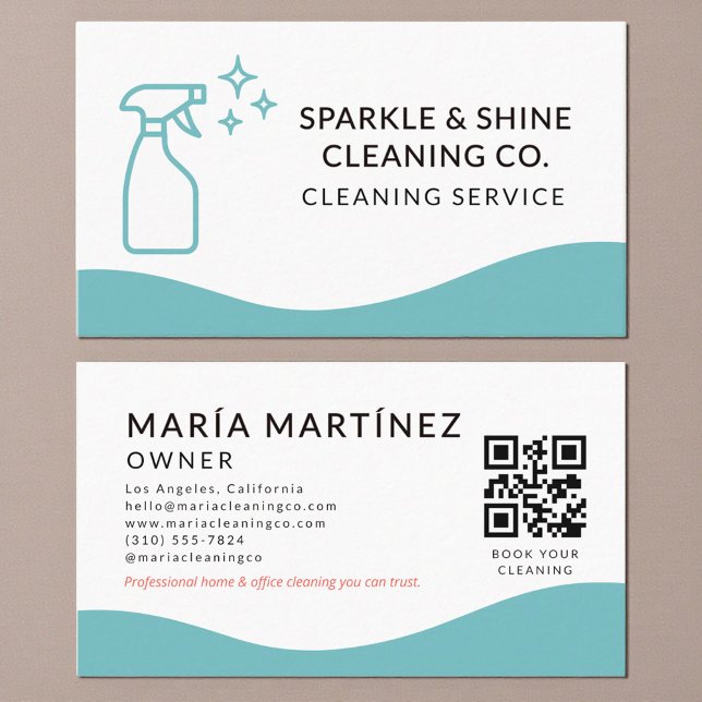 Carte De Visite QR Code Professional Maid & House Cleaning Service (Créateur téléchargé)
