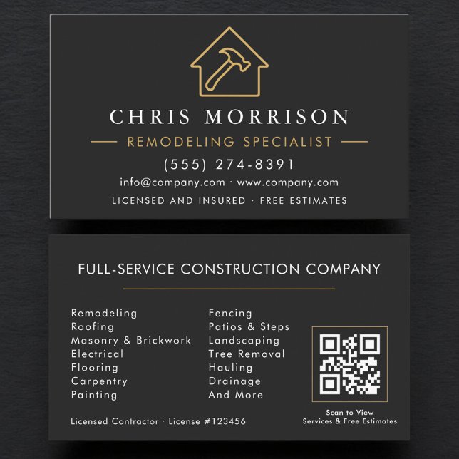 Carte De Visite QR Code Remodeling Specialist Construction (Créateur téléchargé)