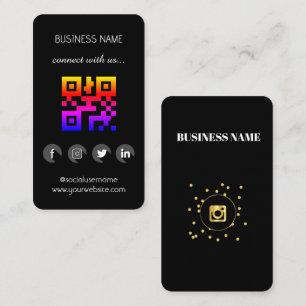 Carte de visite QR Code Réseaux Sociaux Noir