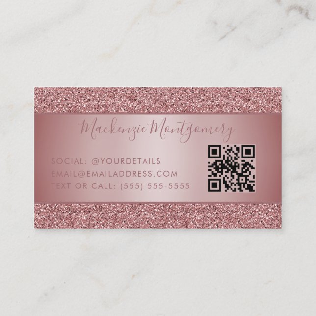 Carte De Visite QR Code Rose Gold Sparkle Parties scintillant de l (Dos)