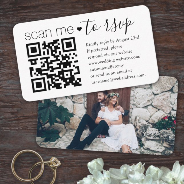 Carte De Visite QR Code RSVP Wedding Website Photo Enclosure Card (Créateur téléchargé)