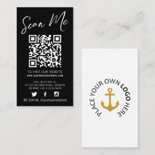 Carte De Visite Qr code scan noir monotone simple logo social