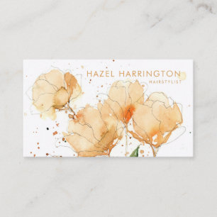 Carte De Visite QR Code scannable mignon couleur aquarelle florale