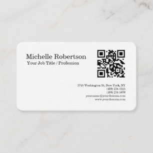 Carte De Visite QR Code scanner Lin noir blanc minimaliste