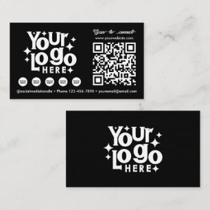 Carte De Visite QR Code scanner médias sociaux Black Business Logo