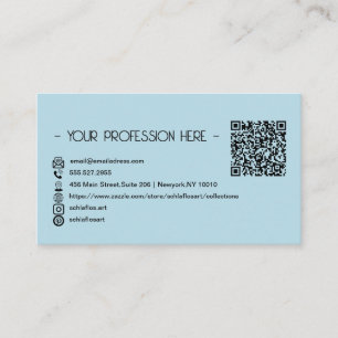 Carte De Visite QR Code Simple Moderne Minimal Instagram Bleu