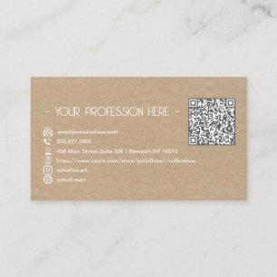 Carte De Visite QR Code Simple Moderne Minimal Instagram Brown