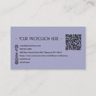 Carte De Visite QR Code Simple Moderne Minimale Purple Instagram