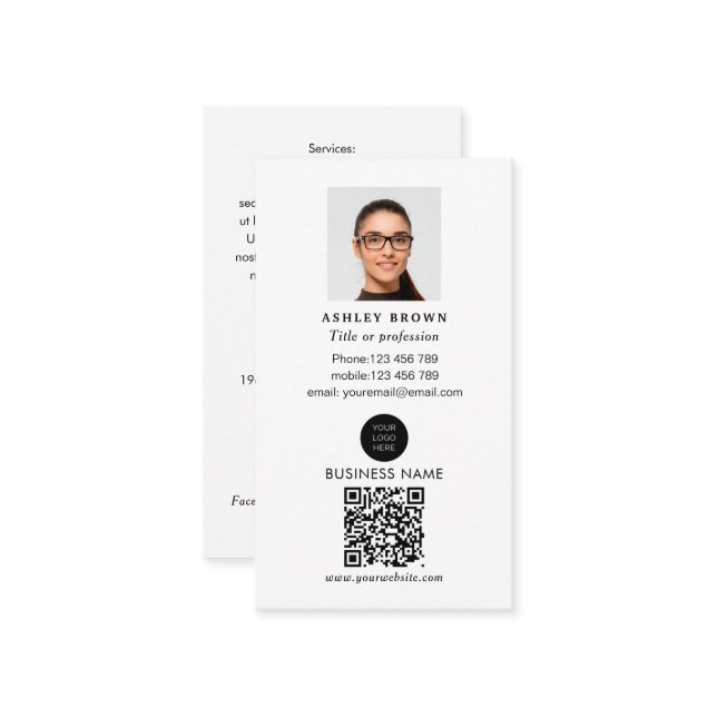 Carte De Visite QR code simple professionnel moderne réalisateur p (Devant/Arrière en situation)