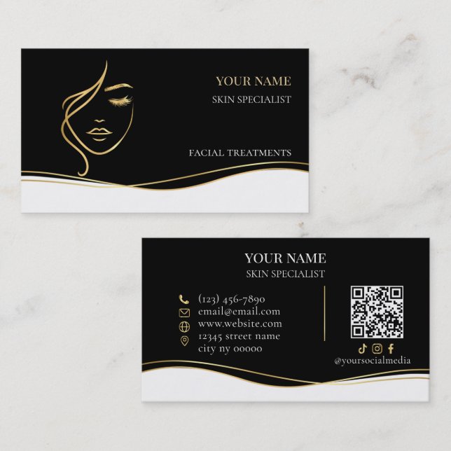 Carte De Visite QR code Skin care & Beauty Salon (Devant / Derrière)