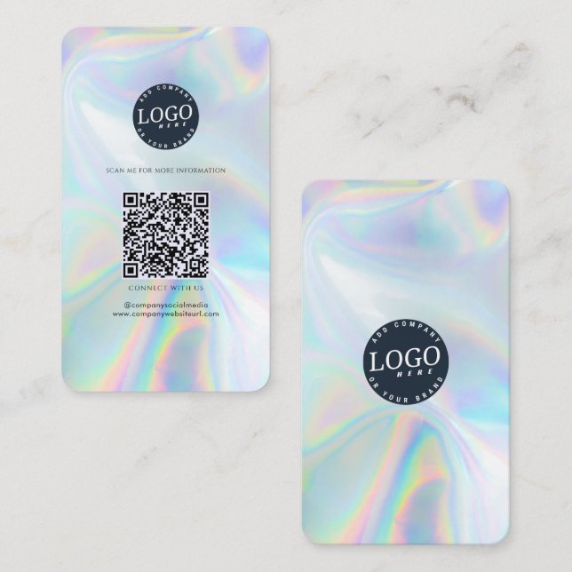 Carte De Visite QR Code Social Media Company Site Holographique (Devant / Derrière)