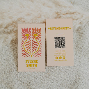 Carte De Visite QR Code Super jaune en terre cuite Boho