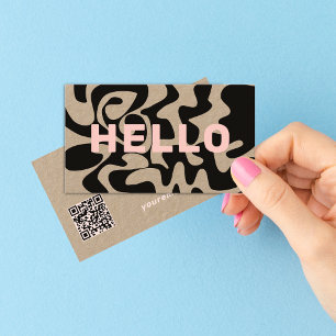 Carte De Visite QR Code Super noir clair rose Kraft