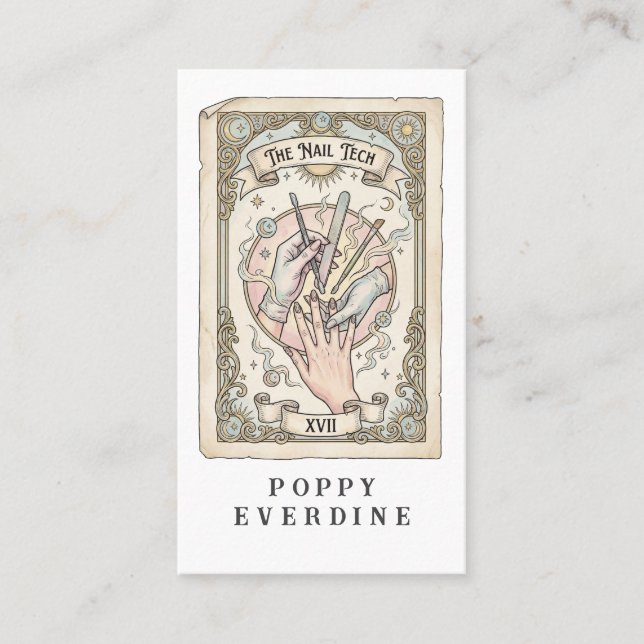 Carte de visite QR Code Technicien en Ongles Tarot (Devant)