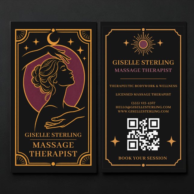 Carte de visite QR Code Thérapeute de Massage Taro (Créateur téléchargé)