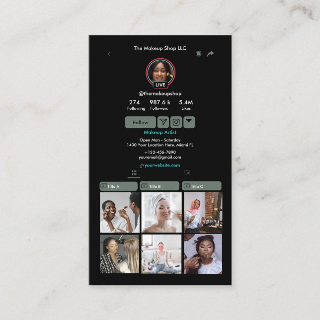 Carte de visite QR Code TikTok Sage Green pour les (Devant)