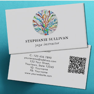 Carte De Visite QR Code Tree of Life Yoga Instructeur