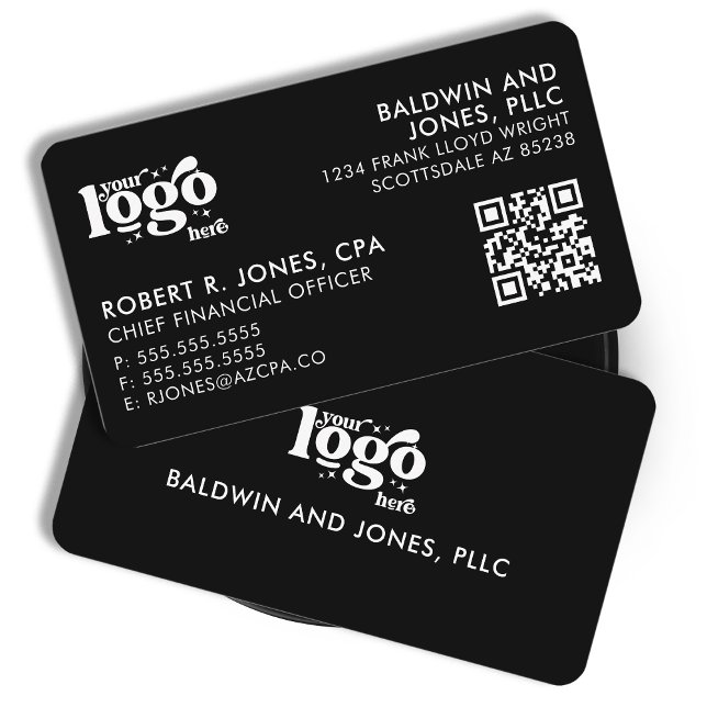 Carte De Visite QR Code Votre logo Plain White Générique Design (Créateur téléchargé)