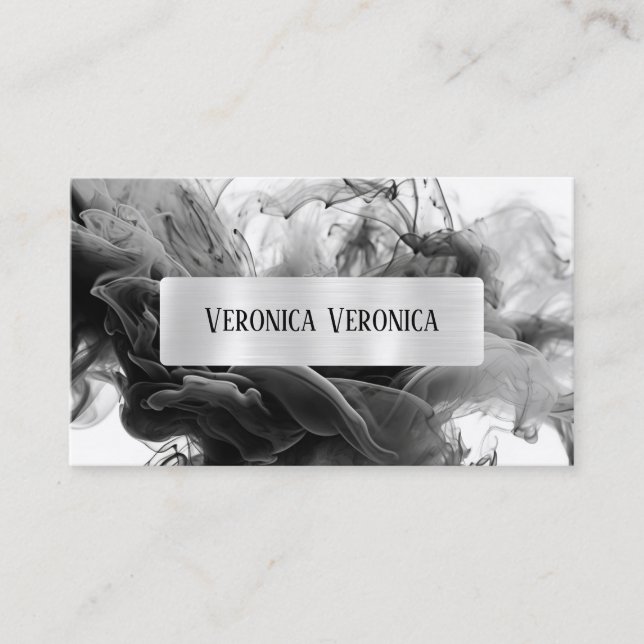 Carte De Visite QR Code Votre Logo Smokey Gothique Médias sociaux (Devant)