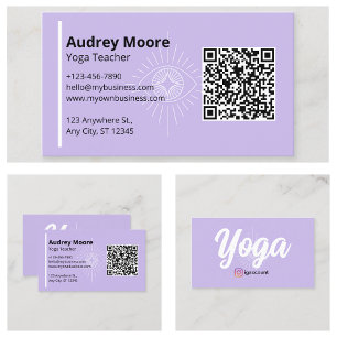 Carte De Visite QR Code Yoga Enseignant Troisième Oeil Yoga Studio