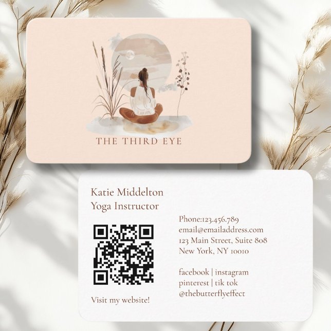 Carte De Visite QR Code- Yoga Reiki Wellness (QR Code- Yoga Reiki Wellness Healthiness Wellness Business Card)