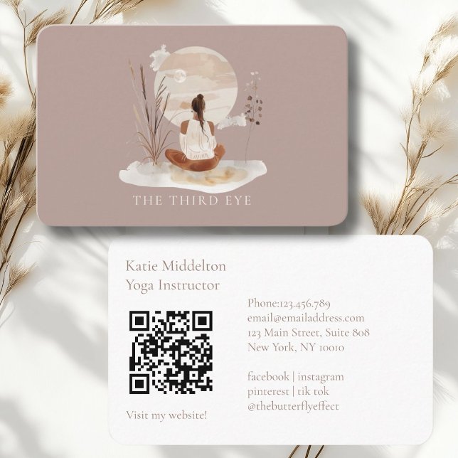 Carte De Visite QR Code- Yoga Reiki Wellness (QR Code- Yoga Reiki Wellness Healthiness Wellness Business Card)
