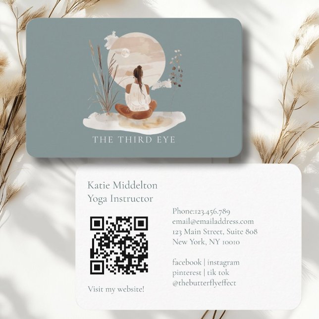 Carte De Visite QR Code- Yoga Reiki Wellness (QR Code- Yoga Reiki Wellness Healthiness Wellness Business Card)