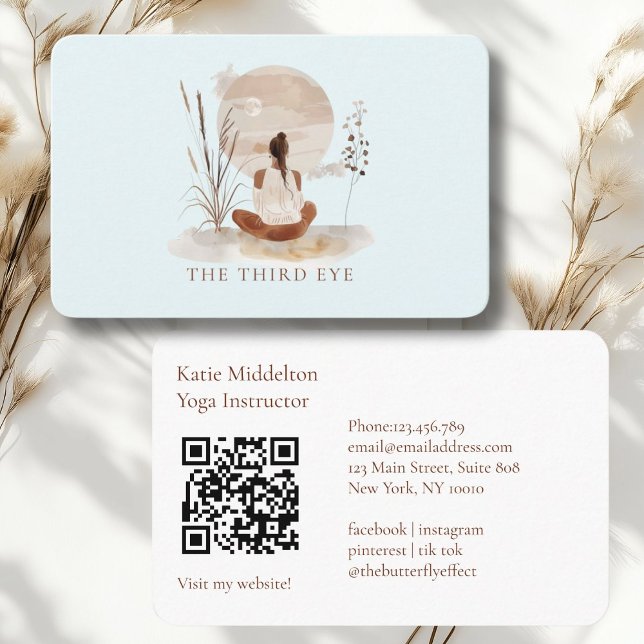 Carte De Visite QR Code- Yoga Reiki Wellness (QR Code- Yoga Reiki Wellness Healthiness Wellness Business Card)