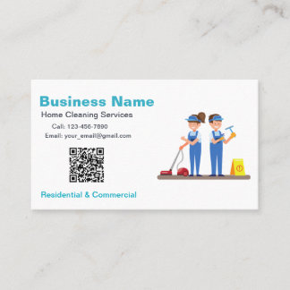 Carte De Visite QR Custom Cleaning Service Maid Business Card