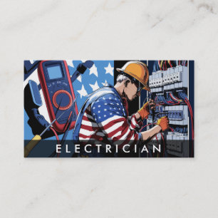 Carte De Visite *~* QR Electrician Patriotic Flag AP75 Photo