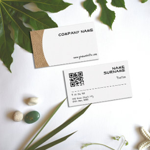 Carte de visite QR en jute minimaliste pour la pho